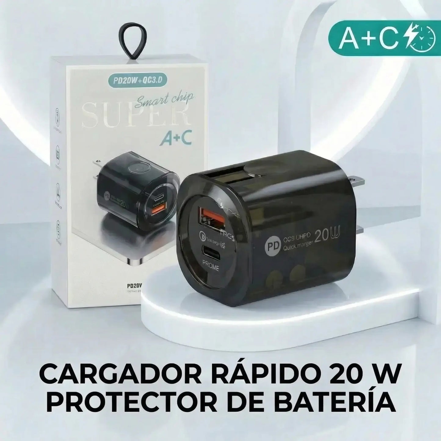 Cargador Rápido 20W - Protección de Batería Integrada