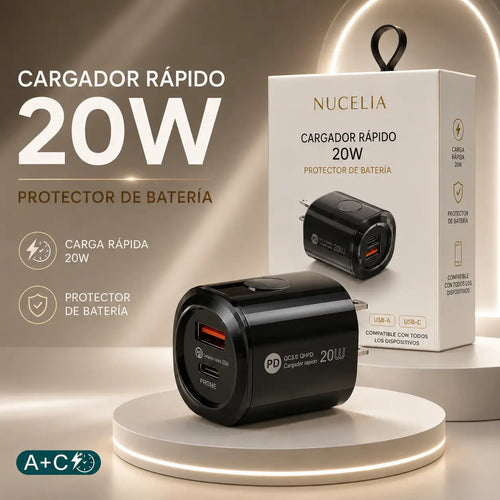 Cargador Rápido 20W - Protección de Batería Integrada