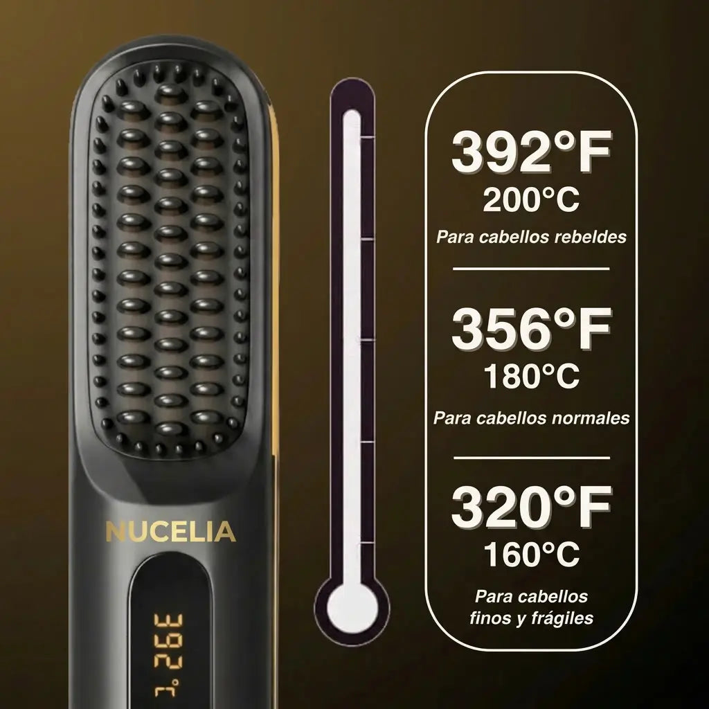 PureBrush MAX — Cepillo alisador inalámbrico Nucelia + Bolsa de viaje de regalo