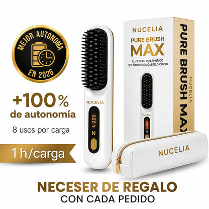 PureBrush MAX — Cepillo alisador inalámbrico Nucelia + Bolsa de viaje de regalo
