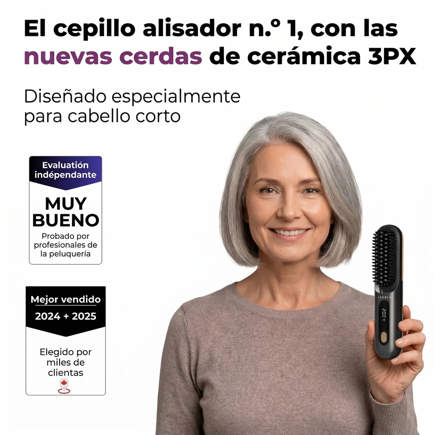 el 1er Cepillo Alisador para Cabello Corto