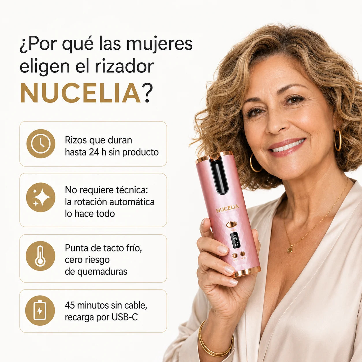 PureCurl PRO | Rizador de cabello automático inalámbrico